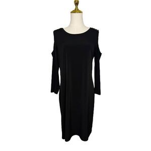 Michael Kors Women’s Medium Cold Shoulder Dress Black 3/4 Sleeve